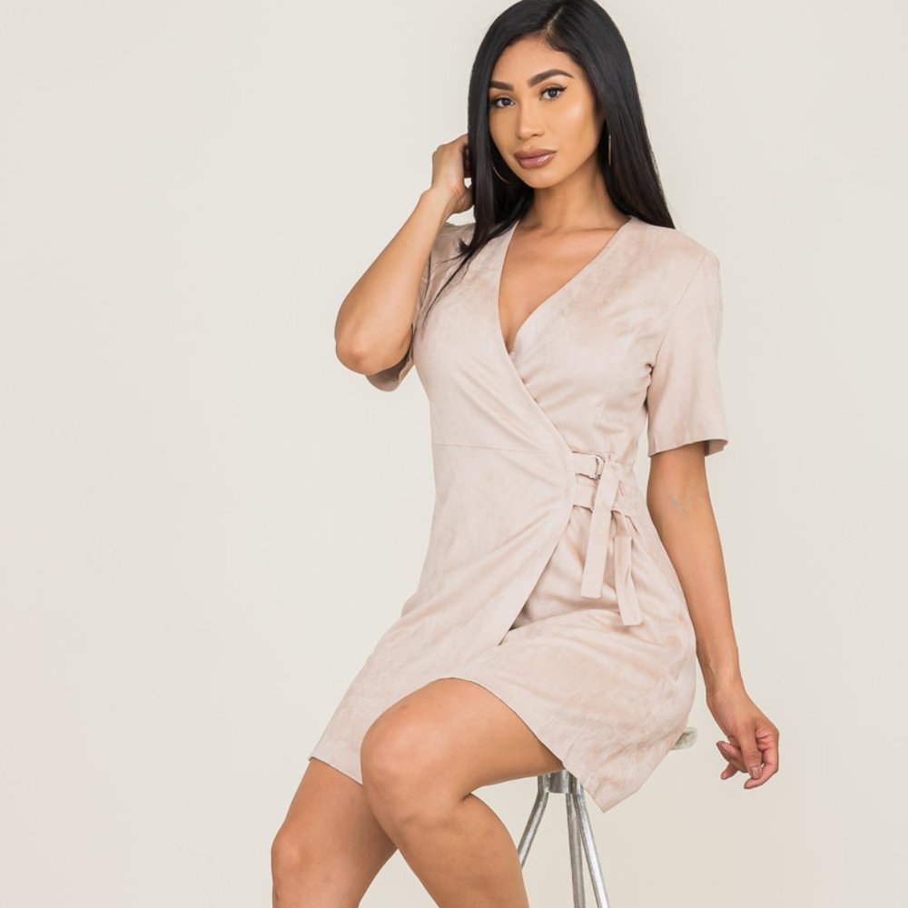 Fixed Suede Bubble midi dress